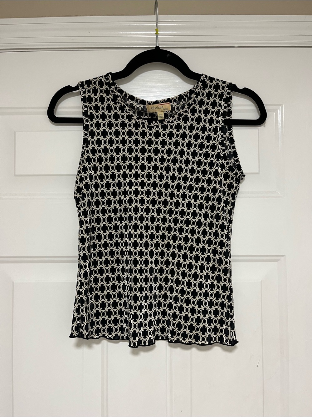 Vintage Choices Black and White Geometric Sleeveless Top with Jacket Petite S/M